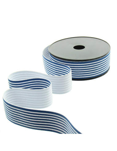 Elastique fantaisie rayures fines 40 mm - Bleu