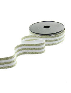 Elastique fantaisie lurex rayé blanc et or 40 mm