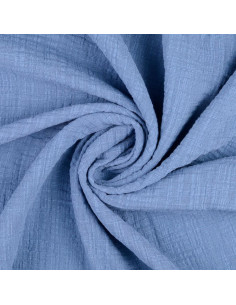 Tissu double gaze de coton Vintage - Bleu jeans