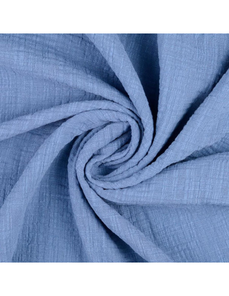 Tissu double gaze de coton Vintage - Bleu jeans