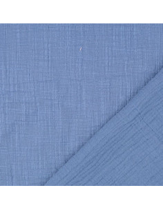Tissu double gaze de coton Vintage - Bleu jeans 2