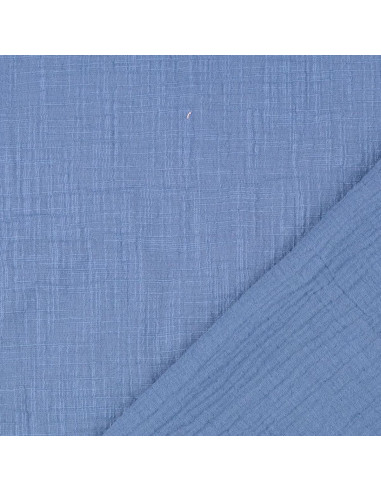 Tissu double gaze de coton Vintage - Bleu jeans