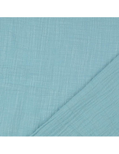 Tissu double gaze de coton Vintage - Turquoise