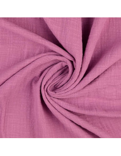 Tissu double gaze de coton Vintage - Bois de rose