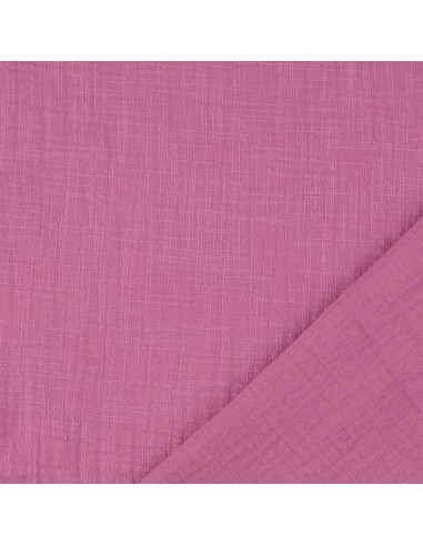 Tissu double gaze de coton Vintage - Bois de rose