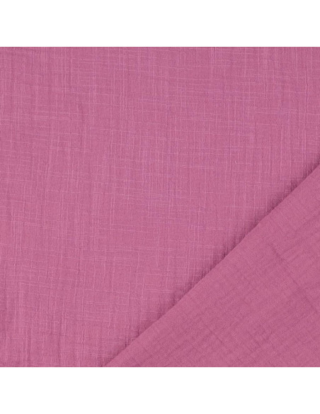 Tissu double gaze de coton Vintage - Bois de rose
