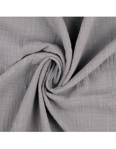 Tissu double gaze de coton Vintage - Gris