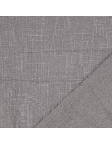 Tissu double gaze de coton Vintage - Gris