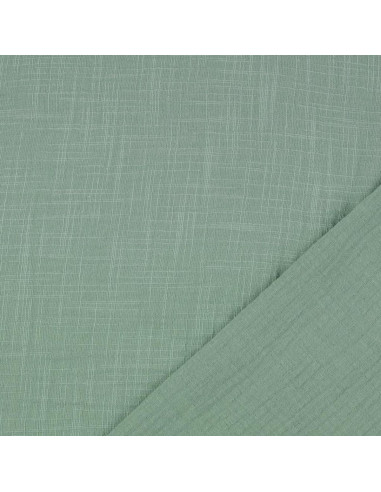Tissu double gaze de coton Vintage - Vert sauge