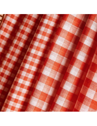 Tissu double gaze vichy Off-White Tangerine - Atelier Brunette