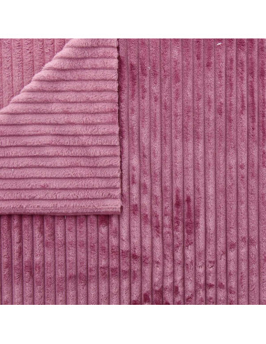 Tissu minky grosses côtes - Bois de rose