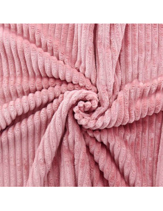 Tissu minky grosses côtes - Vieux rose