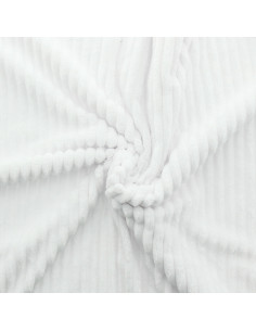 Tissu minky grosses côtes - Blanc