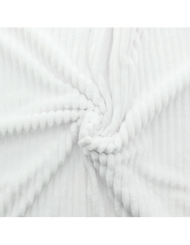 Tissu minky grosses côtes - Blanc