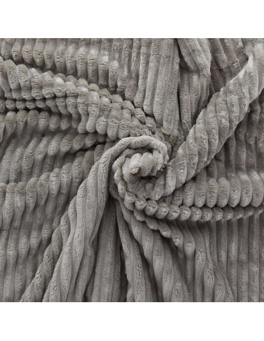 Tissu minky grosses côtes - Taupe