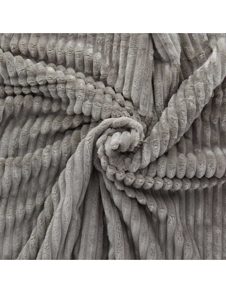 Tissu minky grosses côtes - Taupe
