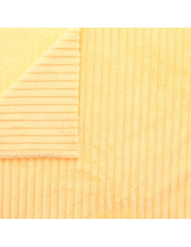 Tissu minky grosses côtes - Jaune