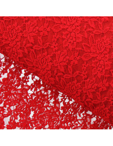 Tissu dentelle stretch Glamour - Rouge