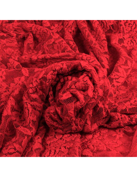 Tissu dentelle stretch Glamour - Rouge