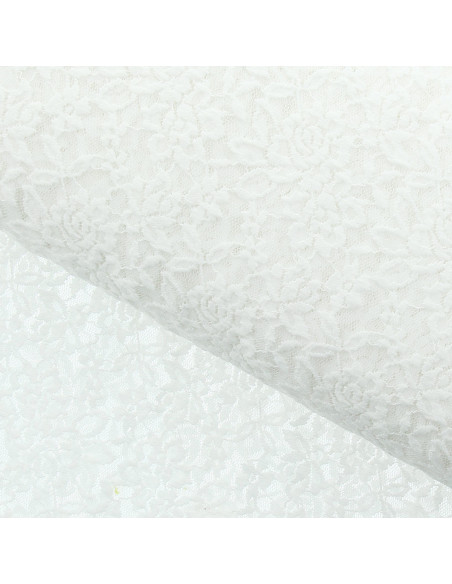 Tissu dentelle stretch Glamour - Blanc