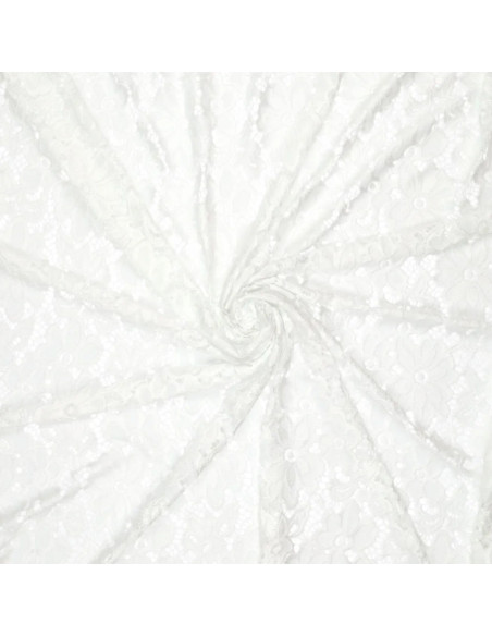 Tissu guipure stretch Bloom - Blanc