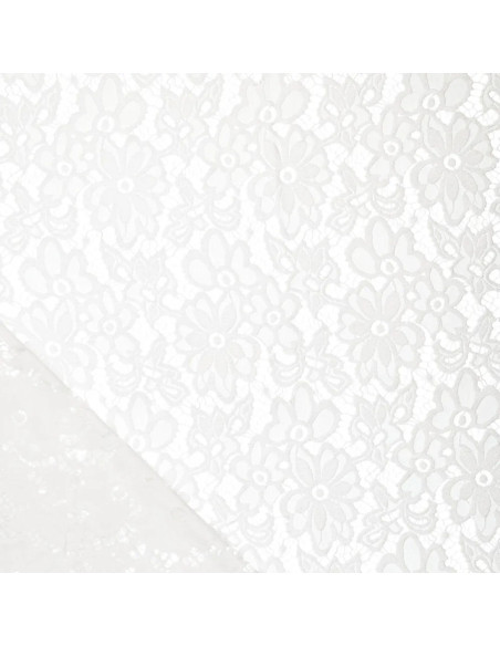 Tissu guipure stretch Bloom - Blanc