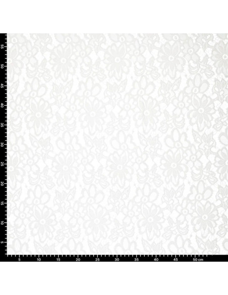 Tissu guipure stretch Bloom - Blanc
