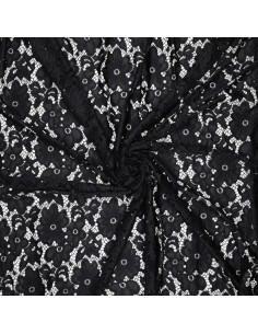 Tissu guipure stretch Bloom - Noir