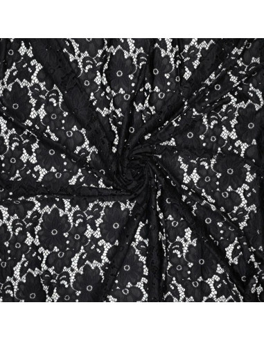 Tissu guipure stretch Bloom - Noir