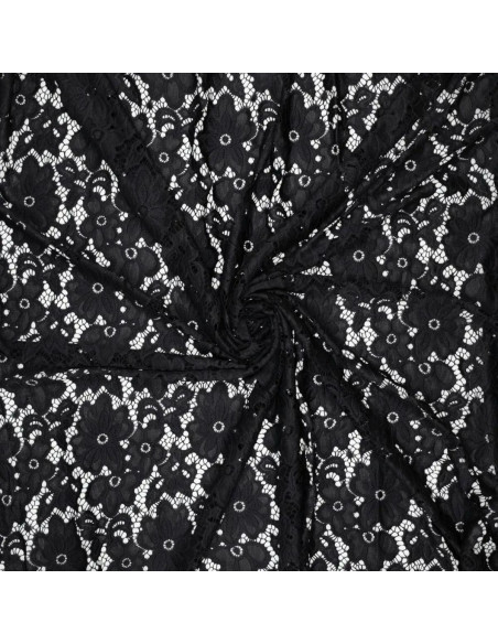 Tissu guipure stretch Bloom - Noir