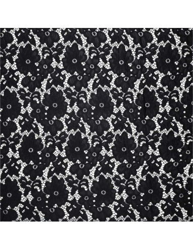 Tissu guipure stretch Bloom - Noir