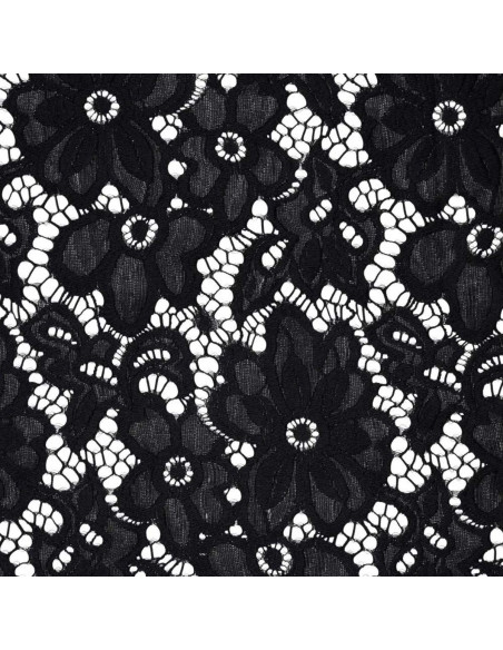 Tissu guipure stretch Bloom - Noir