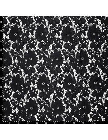 Tissu guipure stretch Bloom - Noir