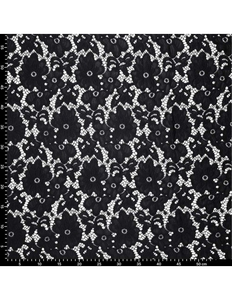 Tissu guipure stretch Bloom - Noir