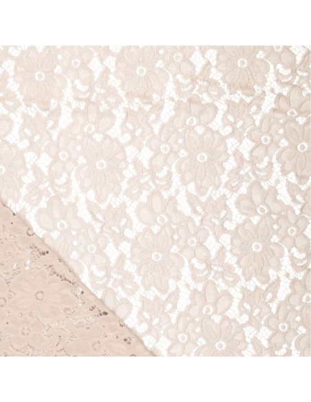 Tissu guipure stretch Bloom - Beige