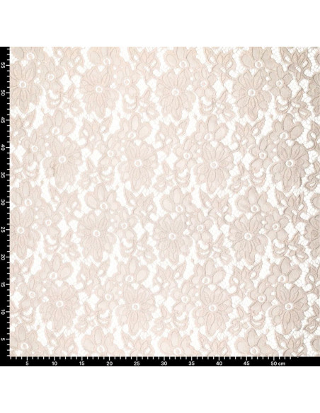 Tissu guipure stretch Bloom - Beige