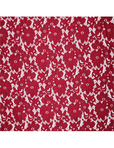 Tissu guipure stretch Bloom - Rouge