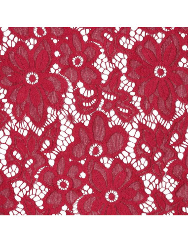 Tissu guipure stretch Bloom - Rouge