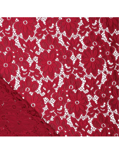Tissu guipure stretch Bloom - Rouge