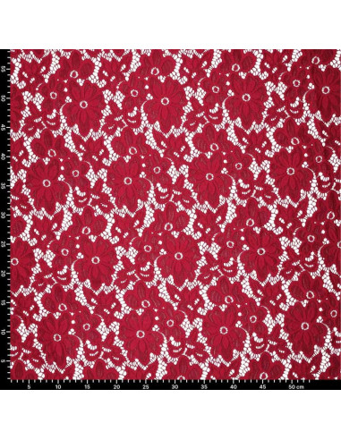 Tissu guipure stretch Bloom - Rouge