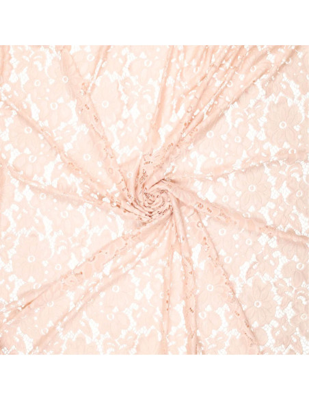Tissu guipure stretch Bloom - Rose clair