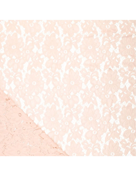 Tissu guipure stretch Bloom - Rose clair