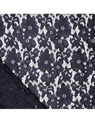 Tissu guipure stretch Bloom - Bleu marine