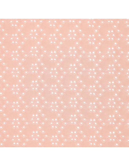 Tissu broderie anglaise extensible - Vieux rose