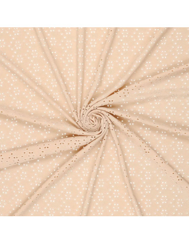 Tissu broderie anglaise extensible - Beige clair