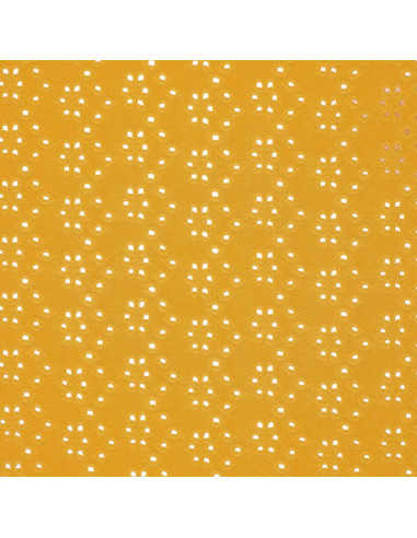 Tissu broderie anglaise extensible - Curry