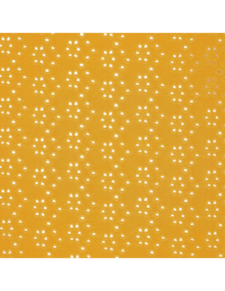 Tissu broderie anglaise extensible - Curry