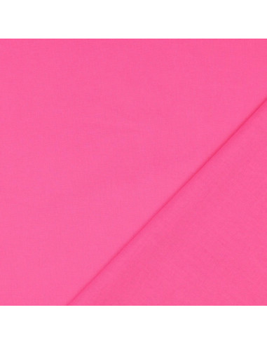 Tissu coton cretonne uni - Rose vif