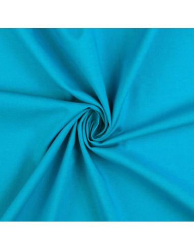 Tissu coton cretonne uni - Bleu turquoise