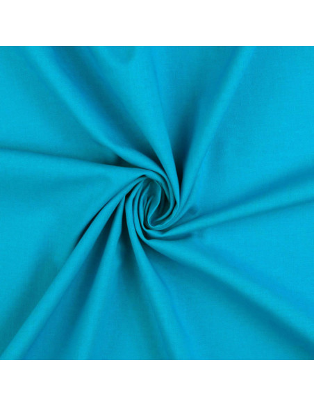 Tissu coton cretonne uni - Bleu turquoise